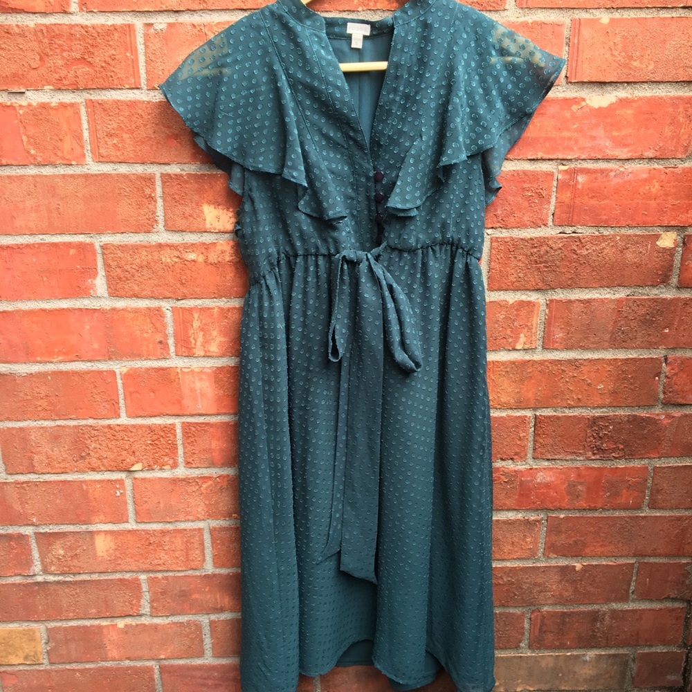 Fossil Teal Polka Dot Midi Dress